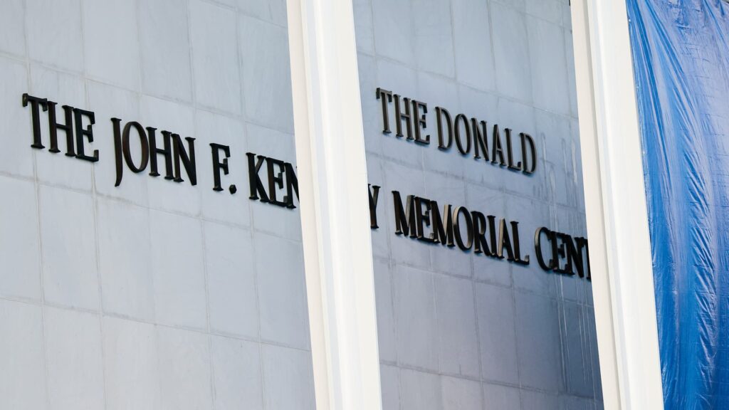 Trump name added to Kennedy Center building after name change