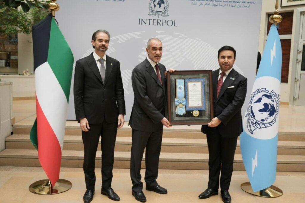 Sheikh Fahad Al-Yousef receives Interpol’s Medal of Highest Order