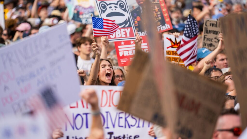 Photos show ‘No Kings’ rallies against Trump across the US and in Europe