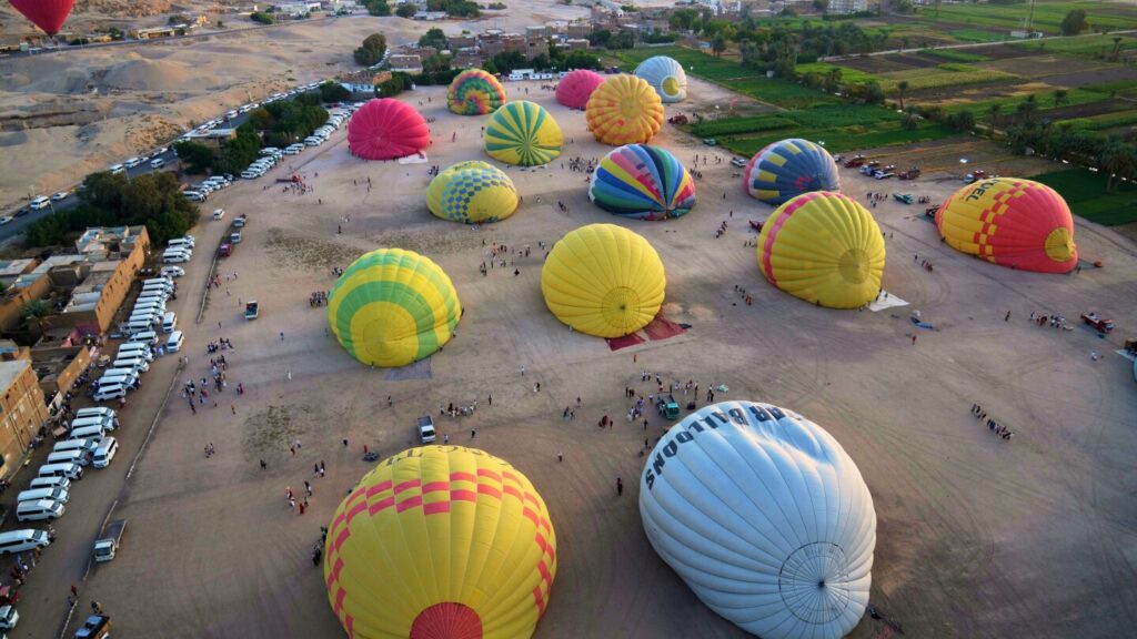 Photos from Egypt show hot air balloon flights over the ancient sites of Luxor